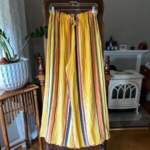 Vintage Polita Italian wide leg Palazzo pants yellow black orange striped small